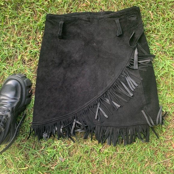 Cache real leather fringe skirt - Picture 5 of 12